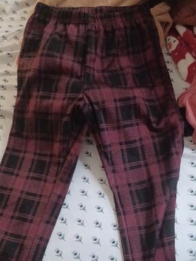 Purple Plaid Lounge Pants with Elastic Waistband
